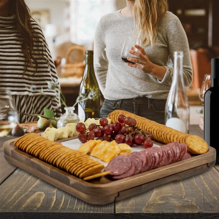 Wooden Removable Marble Cheese Board Set (6)